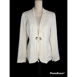 Doncaster Collection White Nautical Style Jacket Blazer Career Women's Size 8